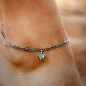 Puravida anklet double chain turtle